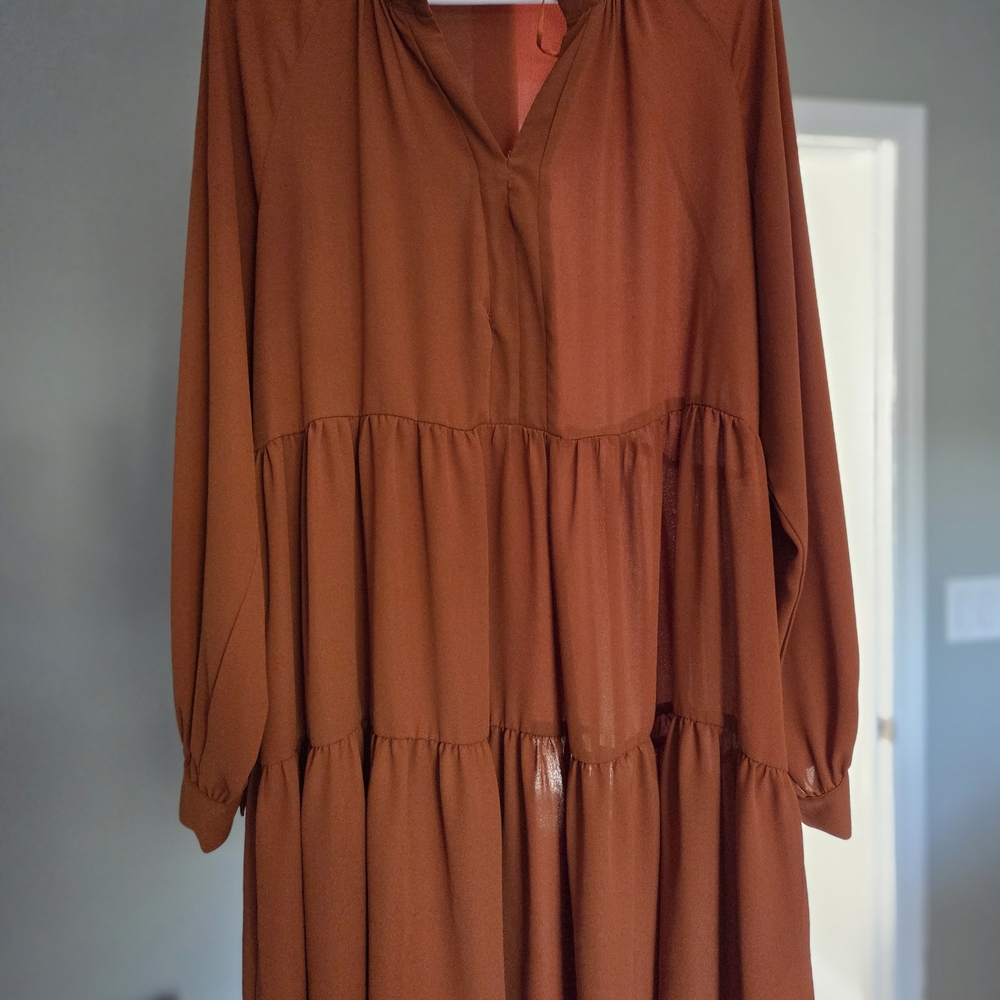 Elegant Brown Tiered Dress